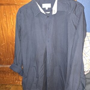 Christian Lacroix Navy Polka Dot Shirt with White Collar